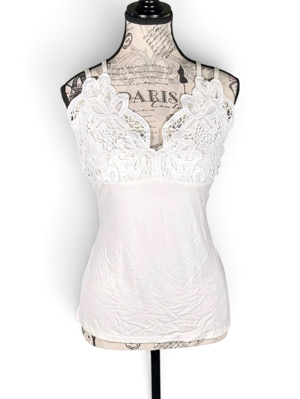 White Lace-Trim Camisole Tank Top